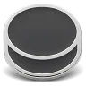 Custom trading pin shaped like a black hockey puck with silver outline and side detailing, giving it a simple yet bold 3D effect. Ideal for hockey teams, tournaments, or fan memorabilia.