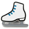 Custom trading pin shaped like a white ice skate with a silver blade and blue lace details. The simple, bold design is ideal for figure skating teams, synchronized skating events, or winter sports collectors.