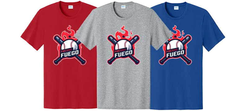 Custom full-color T-shirts featuring a team logo, printed in full color for vivid, durable graphics and available in a wide range of colors.