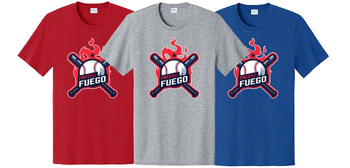 Custom full-color T-shirts featuring a team logo, printed in full color for vivid, durable graphics and available in a wide range of colors.